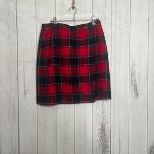 Talbots Red and Black Plaid Mini Skirt